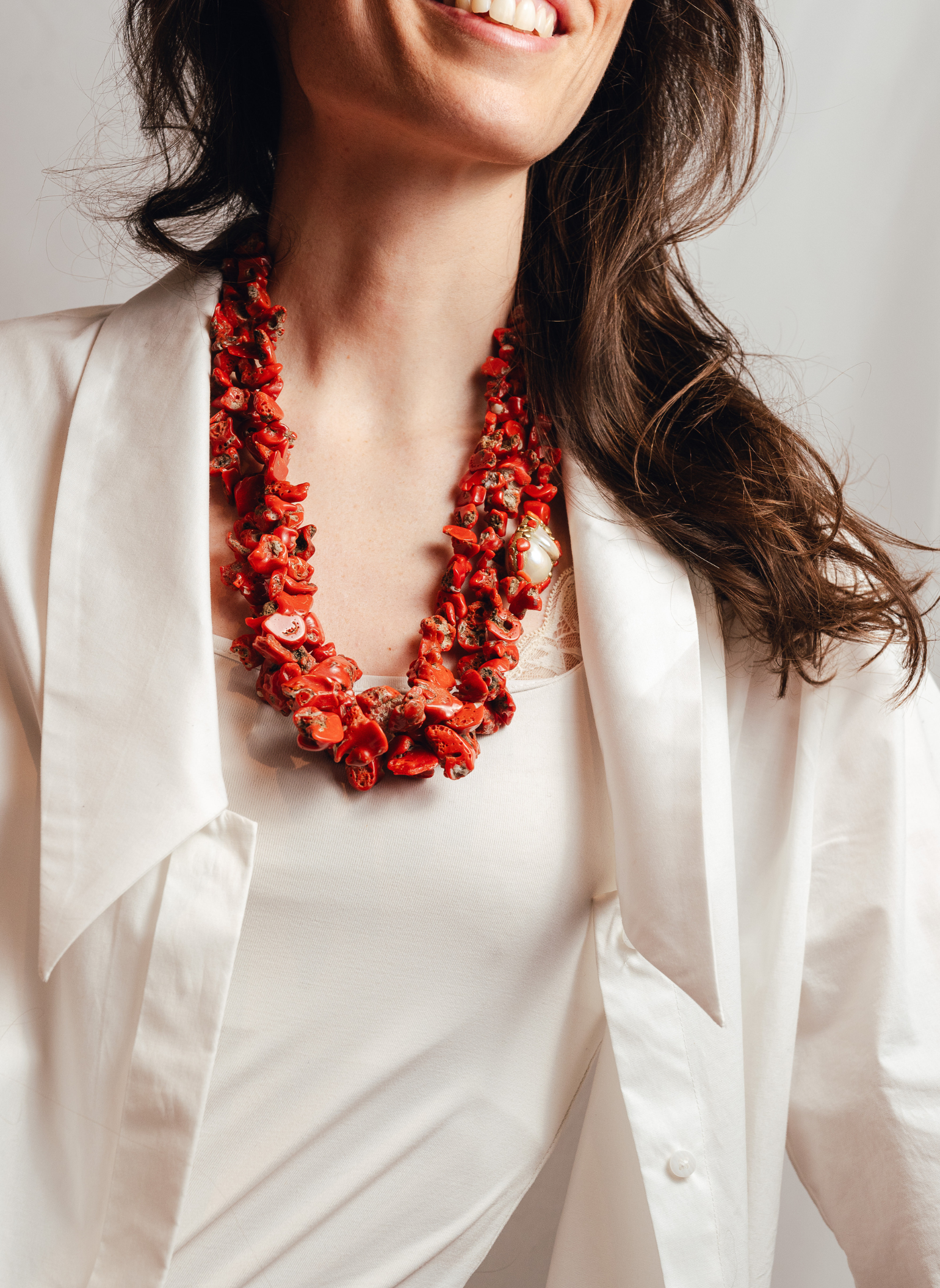 Long Coral Tribute Necklace