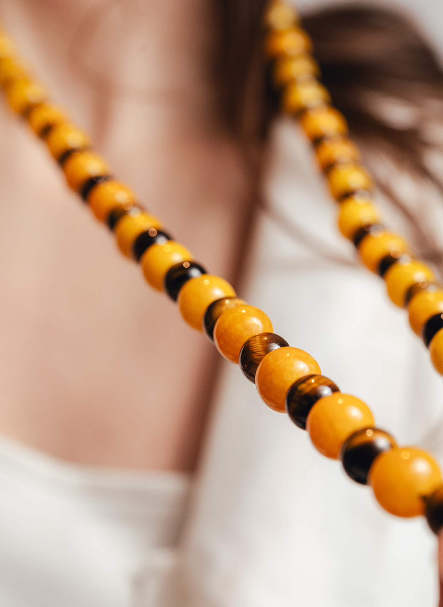 Le Gemme Red Jade and Tiger's Eye Necklace