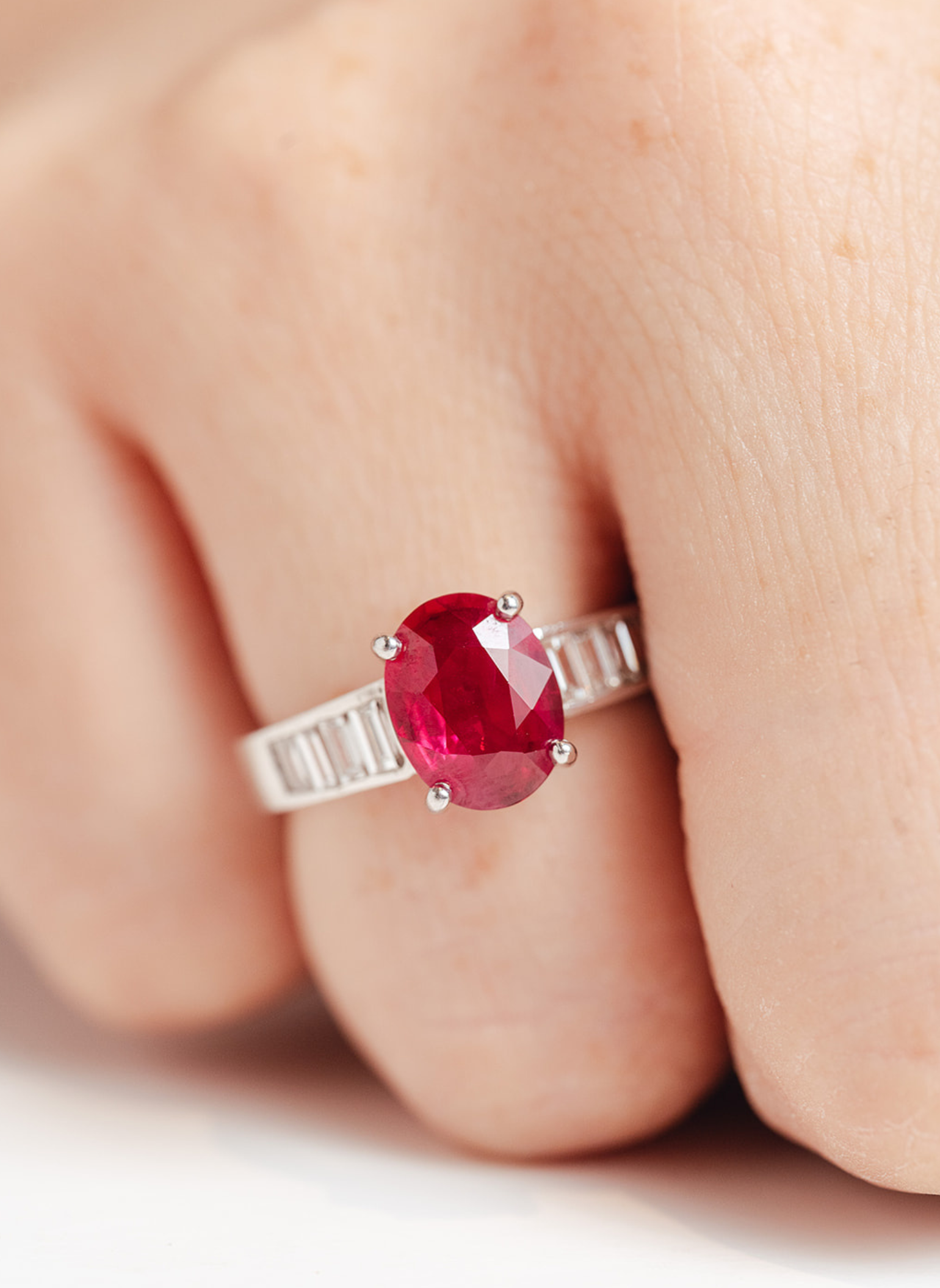 Ruby and Baguette Diamond Ring