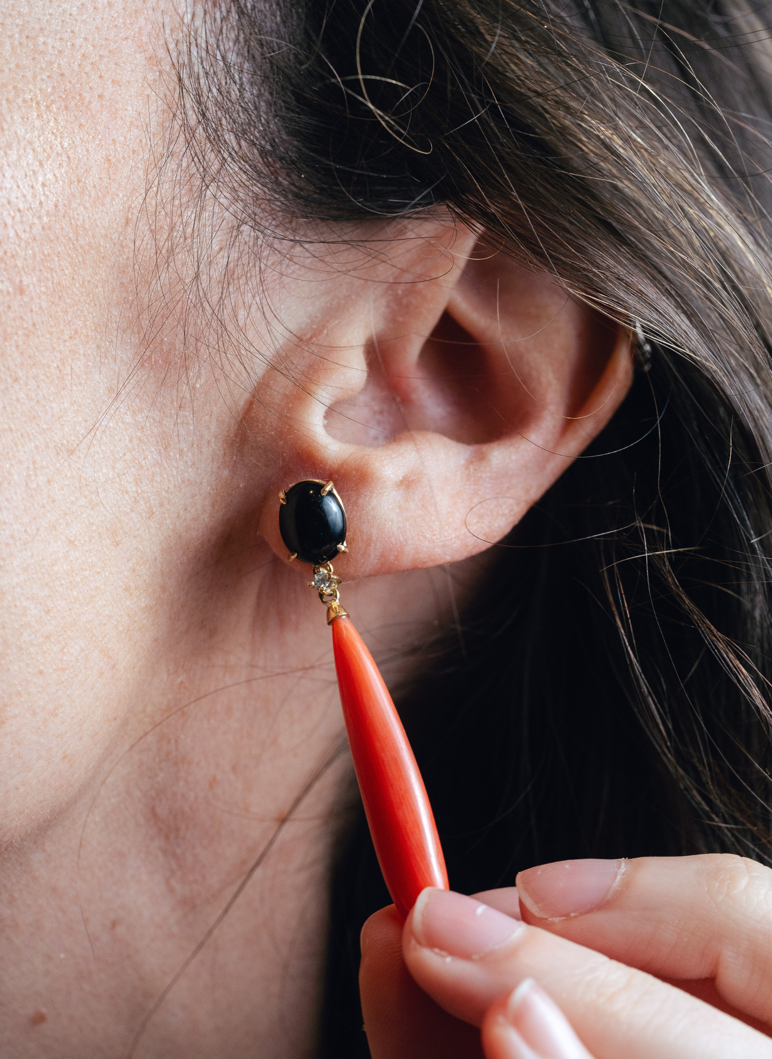 Onyx Coral Tribute Earrings