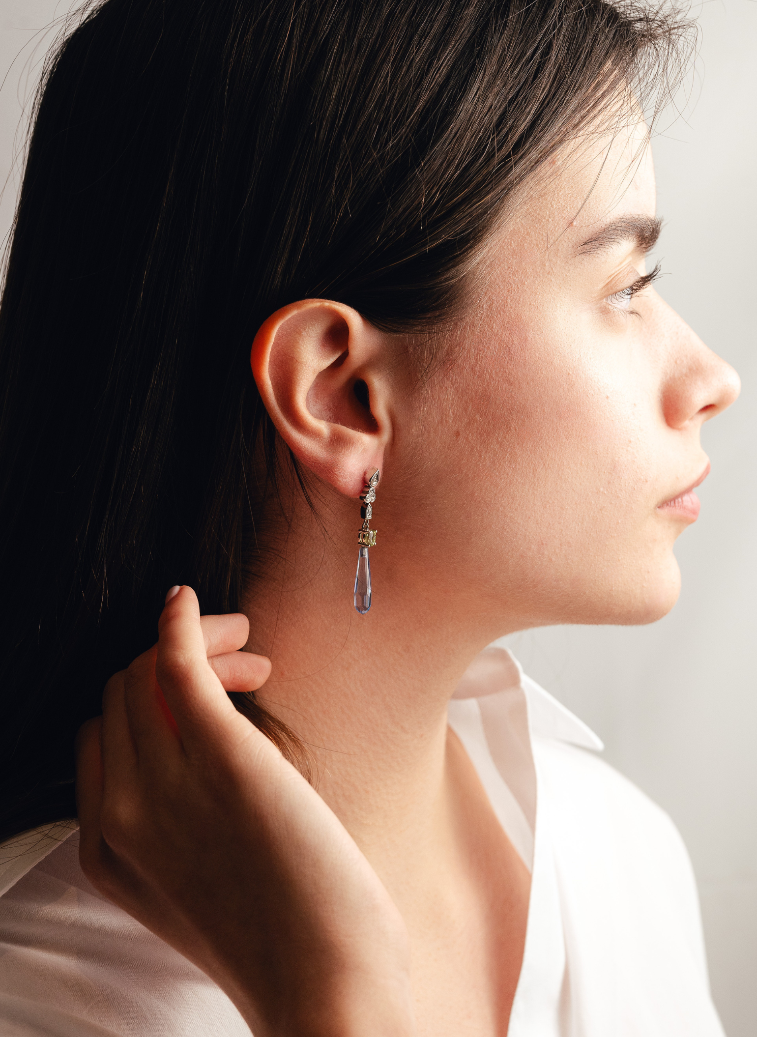 Pendientes Oro Blanco y Aguamarina